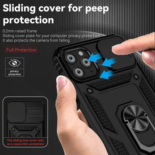 Vista 4 de Funda para iPhone 11 Pro con cubierta para lente de cámara, protector de pantalla HD, doble capa de protección contra caídas de grado militar