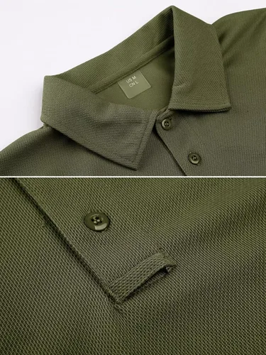 Vista 3 de MAGCOMSEN Camisas polo para hombre, 3 botones, secado rápido, manga larga, tácticas, camisa de golf