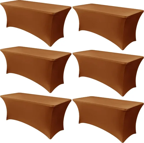 Vista 17 de Obstal Paquete de 6 Fundas de Mesa Elásticas de Spandex para Mesas de 6 Pies - Mantel Rectangular Universal Ajustado de 6 Pies Protector para Bodas