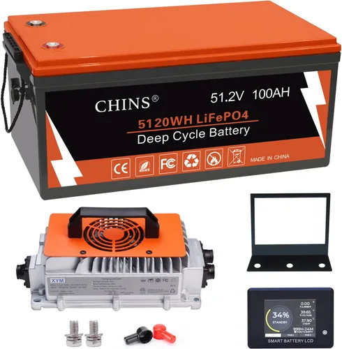 Vista 12 de CHINS - Batería de litio para carrito de golf de 36 V, 100 AH, incluye