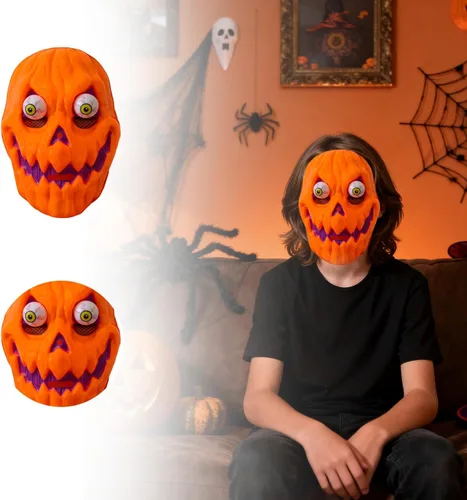 Vista 4 de Scary Pumpkin Mask, Full Face Halloween Costume for Adult Unisex A-pumpkin