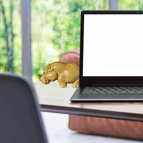 Vista 5 de Figura de rinoceronte de madera de sándalo, escultura tallada en miniatura, escultura de animales pequeños, adornos Cricetulu