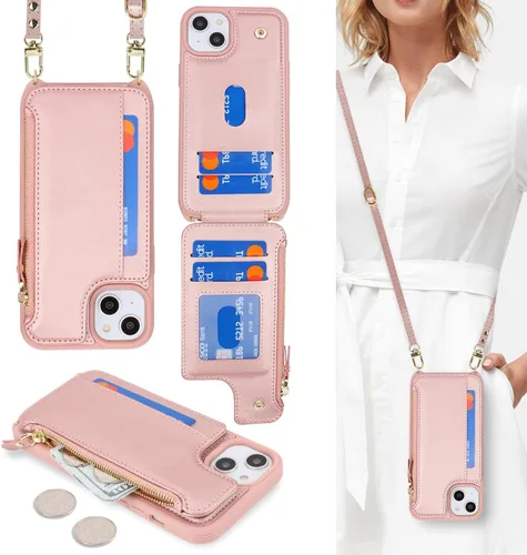 Vista 12 de Cavor para iPhone 14 Plus Funda tipo cartera con tarjetero, Funda tipo cartera para iPhone 14 Plus para mujeres, Doble cierre magnético a prueba