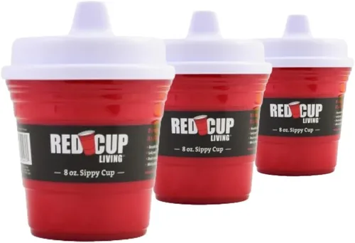 Vista 9 de Red Cup Living Vaso entrenador para bebé, 8 onzas, sin BPA, a prueba de derrames, no tóxico, apto para lavavajillas, tapa a prueba de fugas, fácil