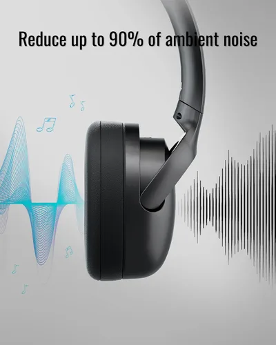Vista 2 de Auriculares híbridos con cancelación activa de ruido, Bluetooth inalámbrico sobre la oreja, tiempo de reproducción ANC de 50 horas, giratorio