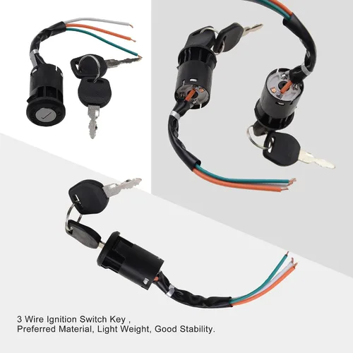 Vista 3 de GOOFIT Llave de interruptor de encendido de 3 cables para 50 cc, 70 cc, 90 cc, 110 cc, 150 cc, 200 cc, 250 cc, Go Kart, duna, buggy, buggies, ATV