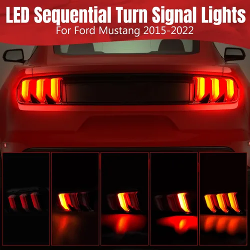 Vista 2 de HAKA TOUGH Luces traseras LED para accesorios Ford Mustang 2015-2023, luces traseras LED secuenciales para accesorios Ford Mustang Shelby