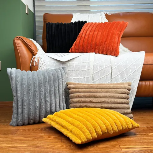 Vista 5 de Juego de 2 fundas de almohada decorativas de 16 x 16 pulgadas, fundas decorativas de piel sintética para cama, sofá, funda de almohada suave y Negro