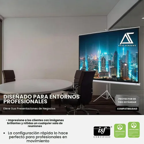 Vista 6 de Akia Screens Pantalla de proyector de 100 pulgadas con soporte, 4:3 HD, pantalla portátil de trípode, 1.1 ganancia, sin arrugas