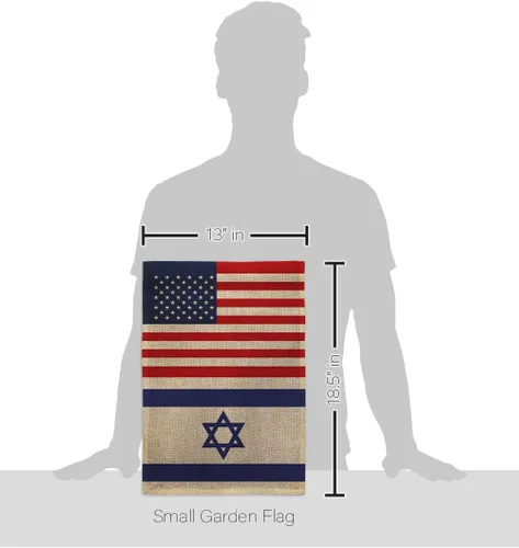 Vista 2 de Americana Home & Garden Bandera israelí de Israel de Estados Unidos para exteriores, paquete de pancartas para jardín, pared al aire libre, puerta