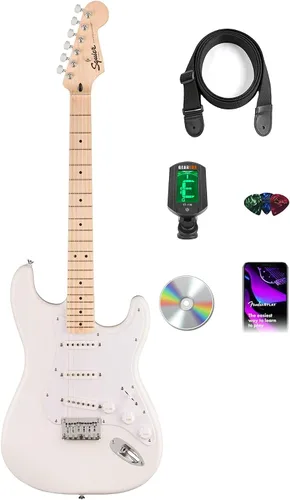 Vista 18 de Fender Squier Sonic Stratocaster HT H - Paquete Negro con Afinador, Correa, Púas y DVD de Guitarra Austin Bazaar Negro HT H