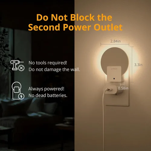 Vista 5 de Luz nocturna LED enchufable con retroiluminación y sensor automático de atardecer a amanecer, 1-50 LM, luz nocturna regulable de luz blanca cálida