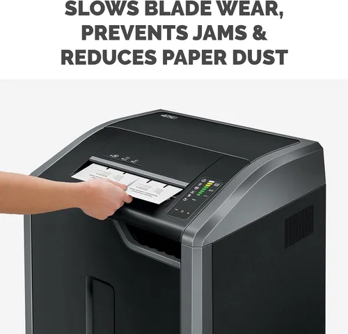 Vista 6 de Fellowes Powershred LX22M - Trituradora de papel microcortada de 20 hojas (5263501) y hojas lubricantes Powershred Performance