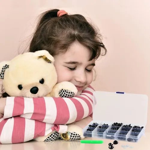 Vista 2 de Yexixsr 566 ojos de seguridad para Amigurumi, varios tamaños de ojos y narices de seguridad con arandelas, para oso de peluche, muñeco de peluche