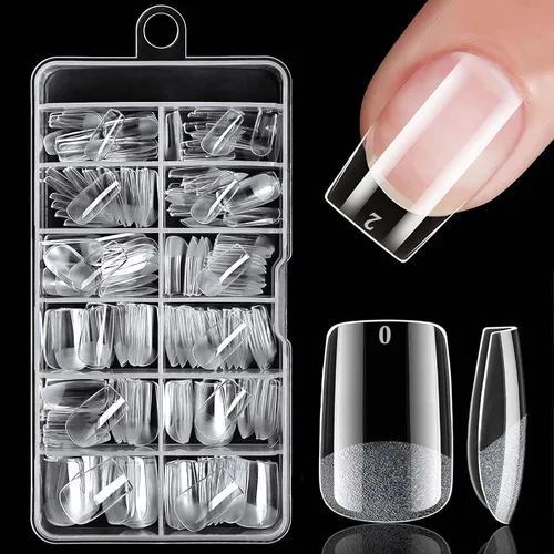 Vista 8 de 240 puntas de uñas de gel de almendra, uñas postizas cortas, uñas postizas transparentes, puntas de uñas de almendra extra cortas, puntas de uñas
