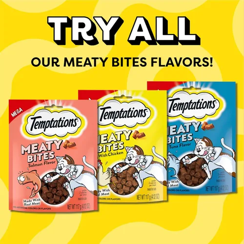 Vista 10 de Temptations Meaty Bites - Golosinas sabrosas y suaves para gatos, sabor a pollo, bolsa de 4.12 onzas
