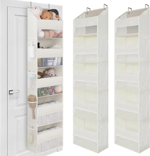Vista 10 de GRANNY SAYS Organizador para colgar sobre la puerta, almacenamiento detrás de la puerta con 4 estantes y 6 bolsillos y ventana transparente