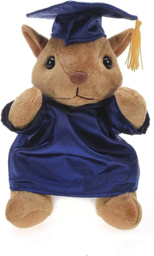 Vista 13 de Plushland Juguetes de peluche de ardilla, regalos para el día de graduación, texto personalizado, nombre o logotipo de tu escuela en el vestido, lo
