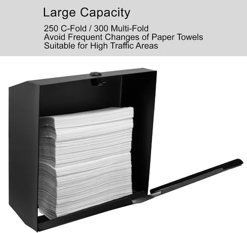 Vista 3 de Dispensador comercial de toallas de papel para montaje en pared, triple plegado/multiplegado/plegado en C, soporte de toallas de papel de acero