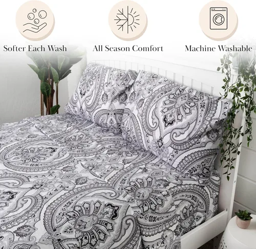 Vista 152 de Southshore Fine Living, Inc. Colección Winter Brush, juego de sábanas de 3 piezas para cama individual, sábana bajera con bolsillo profundo de 14