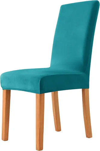 Vista 21 de Fundas elásticas para sillas de comedor, fundas protectoras de asiento extraíbles de terciopelo suave para silla Parson (2, beige)