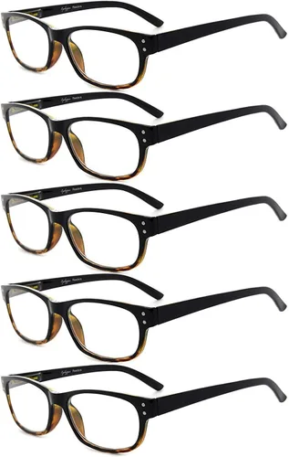 Vista 8 de Eyekepper Gafas de lectura clásicas para hombre, paquete de 5 con bisagras de resorte