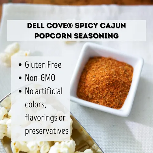 Vista 6 de Dell Cove Spices Condimento picante para palomitas cajún Sin OMG y sin gluten Apto para veganos Palomitas de maíz con un toque picante