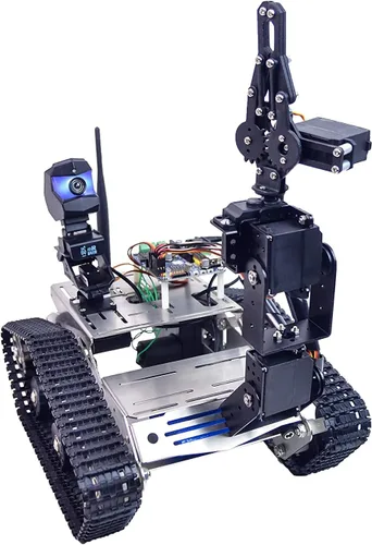 Vista 6 de Kit robot FPV Robot Car Kit con brazo robótico cámara HD para Mega 2560, vehículo robótico de chasis de tanque inteligente, aprendizaje inteligente