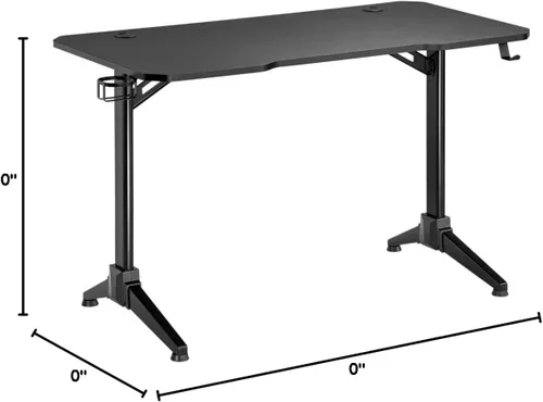 Vista 2 de Monoprice Escritorio de computadora con marco de acero fijo para oficina en casa, con núcleo sólido de 4 pies, accesorios de accesorios, negro