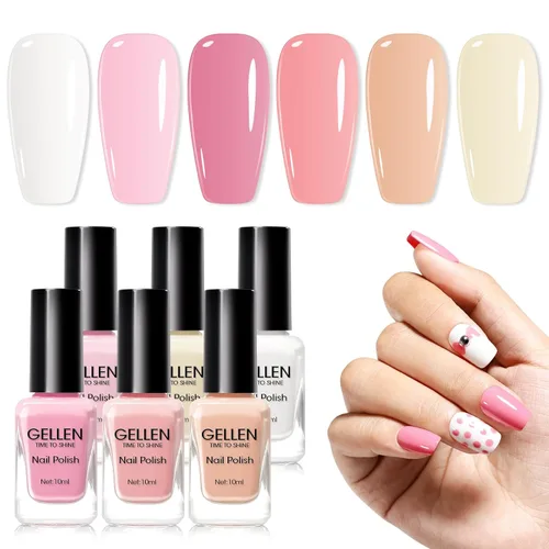 Vista 30 de GELLEN Juego de Esmalte de Uñas en 4 Colores Negro, Blanco, Gris & Base y Capa Superior, Esmalte de Uñas de Tendencia Otoño/Invierno Negro, Blanco