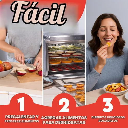 Vista 6 de Gourmia Deshidratador de alimentos de 8 bandejas – Secador digital de alimentos de acero inoxidable para carne seca, frutas y hierbas, control