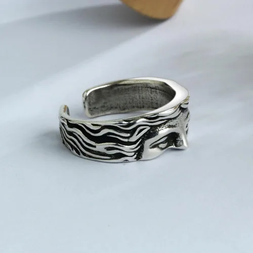 Vista 6 de OIDIMS Anillo vintage de Venus de media cara para mujeres y hombres, ajustable, personalizado, abierto, nudillos, banda para el dedo, joyería única