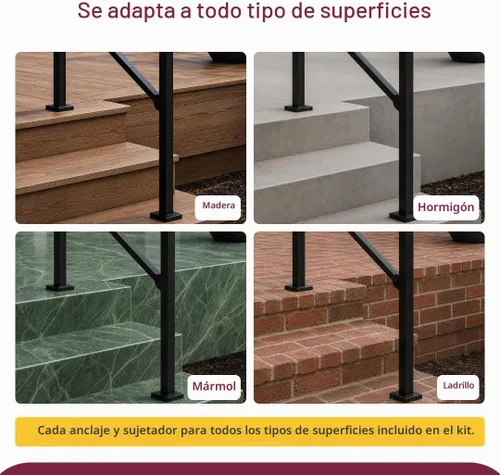 Vista 6 de Barandales de exteriores para escaleras, hierro forjado color negro (2 escalones)
