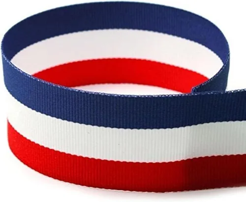 Vista 3 de Cinta de grogrén a rayas de bandera estadounidense de 1-3/8 pulgadas, 20 yardas, fabricada en Estados Unidos, (varios anchos y yardas disponibles)