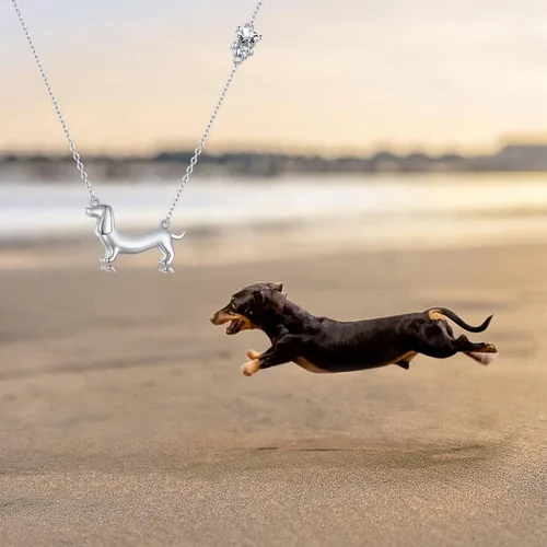 Vista 2 de MUNDELL 925 Sterling Silver Cute Dachshund Pendant Necklaces Cat Animal Necklaces for Women Fine Jewelry
