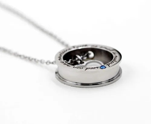 Vista 3 de Uloveido Collar de anillo redondo de círculo cristiano grabado fe tan pequeña como una semilla de mostaza puede mover montañas Y958