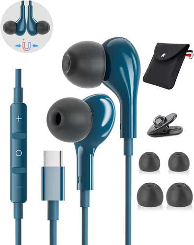 Vista 14 de USB C Headphones for Samsung Galaxy S26 S25 S24 Ultra iPhone 17 16 Pro Max Negro