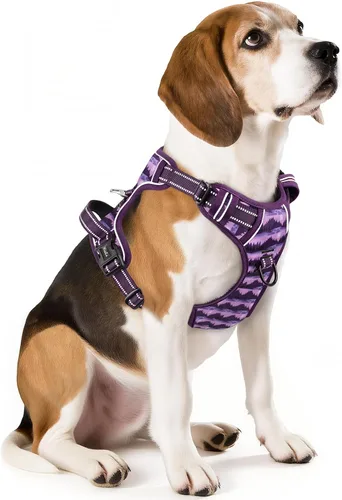 Vista 39 de HEELE Arnés para perro pequeño sin tirones con mango suave, arnés reflectante ajustable, color negro, XS Reflective Front Clip Vest with Control