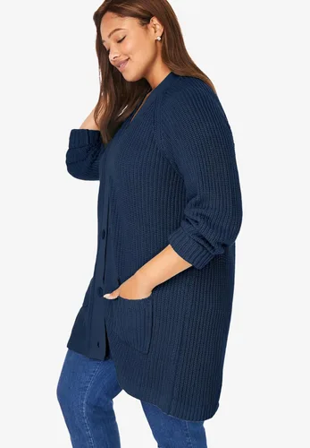 Vista 4 de Woman Within Cárdigan Shaker con botones en la parte delantera de talla grande para mujer