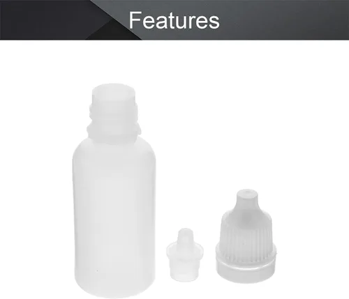Vista 3 de Othmro Botellas cuentagotas de plástico de ojo de laboratorio de polietileno de 0.5 onzas, 20 piezas, gotero líquido exprimible de 0.0 fl oz, boca