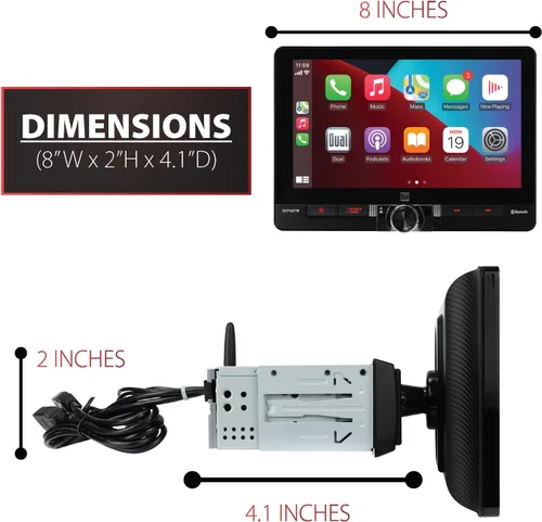 Vista 11 de Dual Electronics DCPA81W CarPlay inalámbrico de 8" y Android Single/Double DIN Fits single or double DIN, wired or wireless Certified Apple