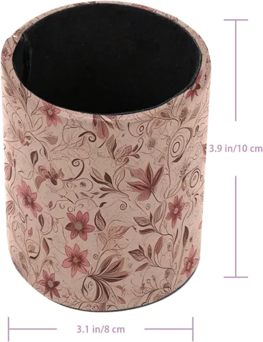 Vista 3 de Organizador de bolígrafos de escritorio con flores de plantas rosas retro, soporte para brochas de maquillaje, soporte para lápices para escritorio