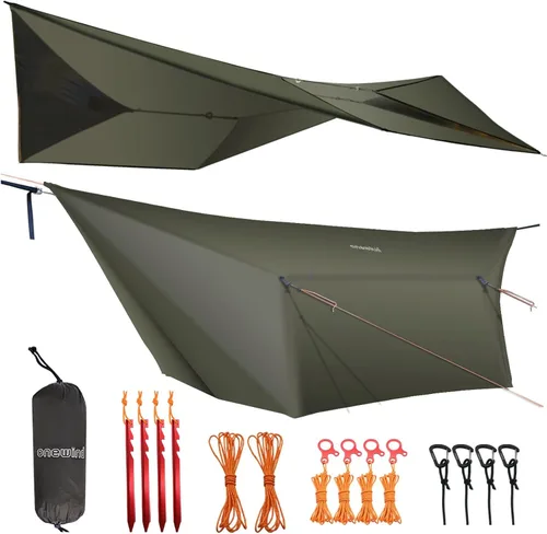Vista 13 de onewind Lona de hamaca de campamento de camuflaje de 12 x 10 pies, hamaca