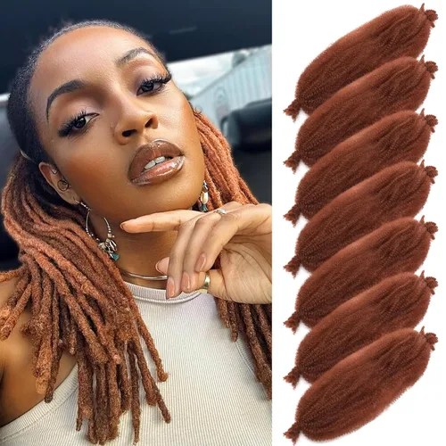 Vista 18 de Cabello para Trenzas Marley Twist de 10 pulgadas Negro 3 Paquetes Cabello Afro Twist Elástico Preseparado para Locs Suaves Cabello Spring Twist