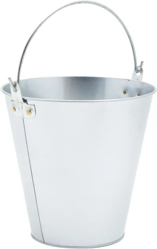Vista 8 de Juvale Cubo de metal, paquete de 6, 100 onzas, 7 pulgadas de diámetro x 7.2 pulgadas de alto, plateado, cubos galvanizados con asas para tina
