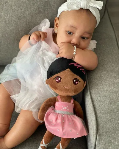 Vista 5 de Gloveleya - Ballet Girl - Muñeca de felpa suave personalizable con diseño de ballet para niñas, para regalo, color negro, de 13 pulgadas, con caja