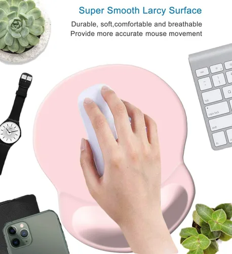 Vista 3 de Alfombrilla para mouse con soporte de muñeca, alfombrilla antideslizante para mouse para oficina, computadora, laptop y Mac, duradera, cómoda