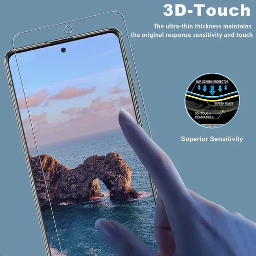 Vista 5 de Paquete de 3 + 3 protectores de pantalla para Galaxy A51 + protector de lente de cámara, vidrio templado de dureza 9H, resistente a los arañazos