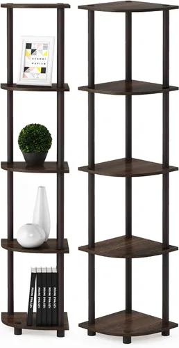 Vista 26 de Furinno Turn-N-Tube - Estantes de almacenamiento, estante para libros de 3 niveles, estante esquinero, estantes abiertos sin herramientas