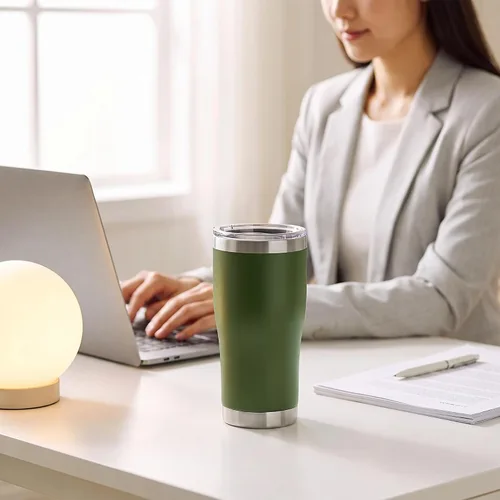 Vista 2 de HASLE OUTFITTERS Vaso de 20 onzas a granel, vasos de acero inoxidable con tapa, vaso aislado al vacío, taza de doble pared con recubrimiento
